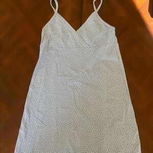 Brandy Melville Baby Blue Floral Cotton Mini V Neck Floral Dress One Size
